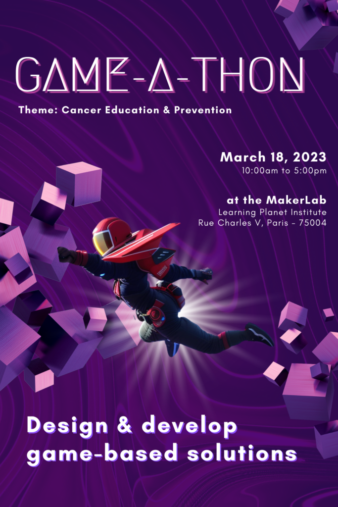 Game-a-thon - a hackathon to design and develop game-based solutions

Event for Cancer Education & Prevention
